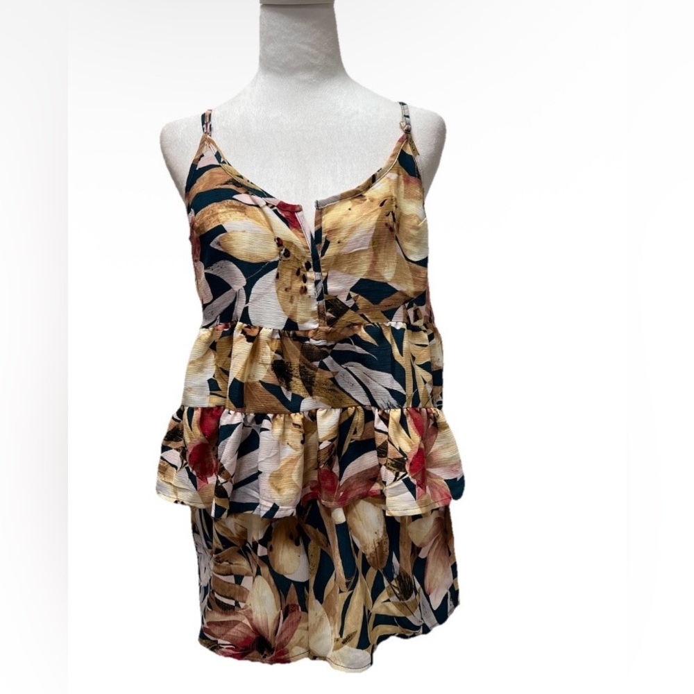 Midnight Bakery Tropical Print Cami & Shorts Pajama Set S Multicolor